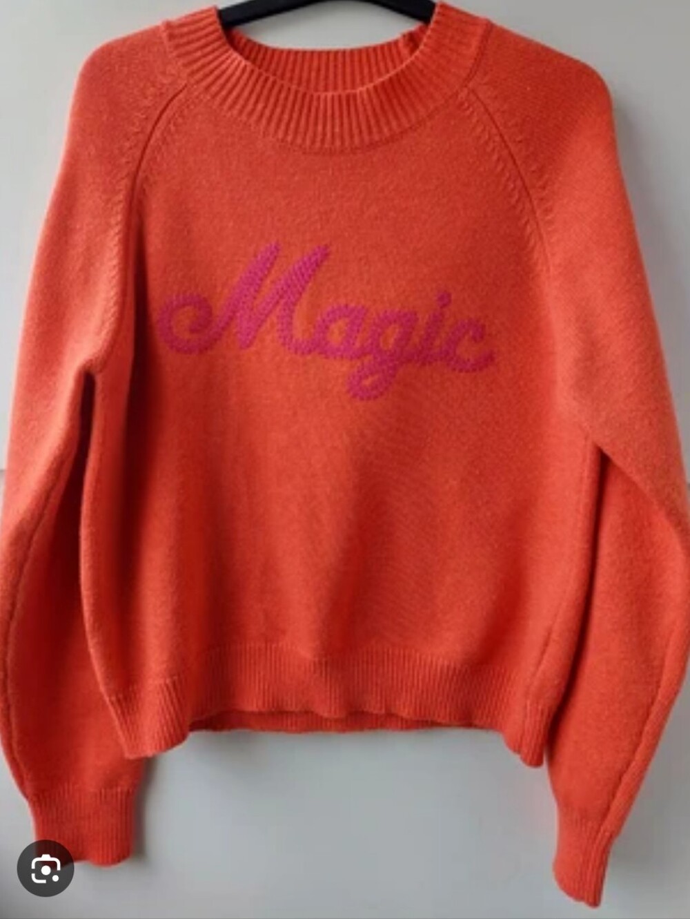 ESQUALO Red Crewneck Sweater with Purple 'Magic' Script